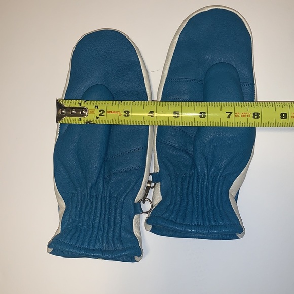 Vintage Blue and White Leather Mittens - Women’s Size Medium - Picture 6 of 6